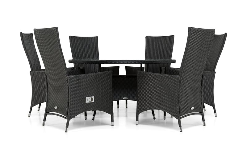 Thor Spisegruppe Ø140+6 Jenny Regulerbare Stoler, Svart