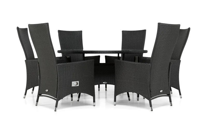 Thor Spisegruppe Ø140+6 Jenny Regulerbare Stoler, Svart