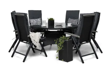 Thor Spisegruppe Ø140+6 Monaco Lyx Posisjonsstoler+Puter