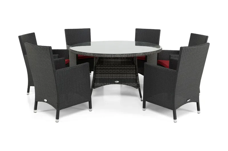 Thor Spisegruppe Ø140+6 Thor Lyx Stoler, Grå/Svart