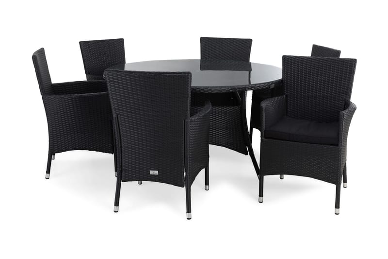 Thor Spisegruppe Ø140+6 Thor Lyx Stoler+Puter, Svart