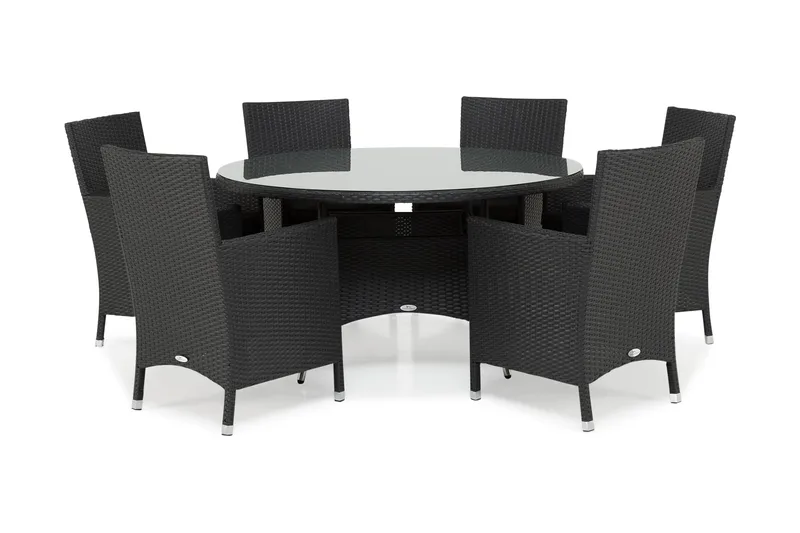 Thor Spisegruppe Ø140+6 Thor Stoler - Svart - Hagemøbler - Hagegruppe - Spisegrupper hage