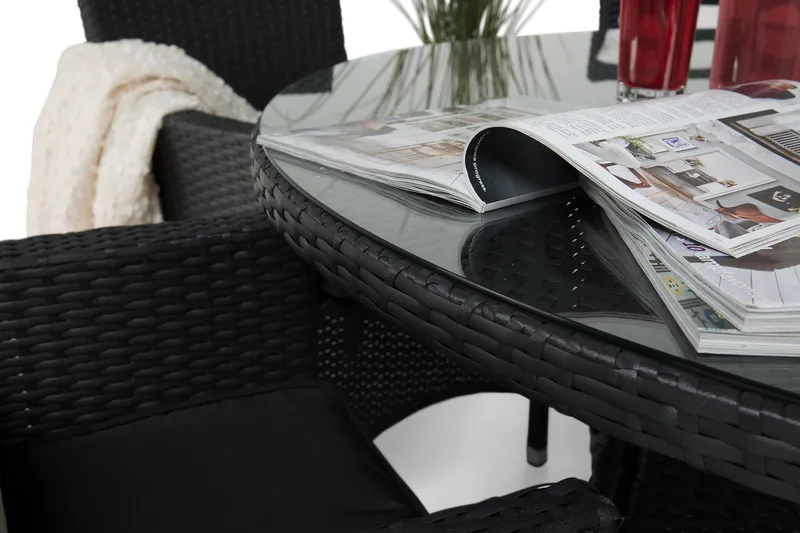 Thor Spisegruppe Ø140+6 Thor Stoler - Svart - Hagemøbler - Hagegruppe - Spisegrupper hage