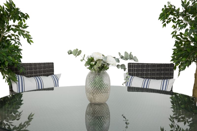 Thor Spisegruppe Ø140+6 Thor Stoler - Svart/Grå - Hagemøbler - Hagegruppe - Spisegrupper hage