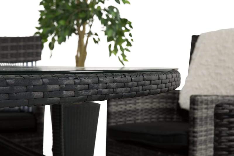 Thor Spisegruppe Ø140+6 Thor Stoler - Svart/Grå - Hagemøbler - Hagegruppe - Spisegrupper hage