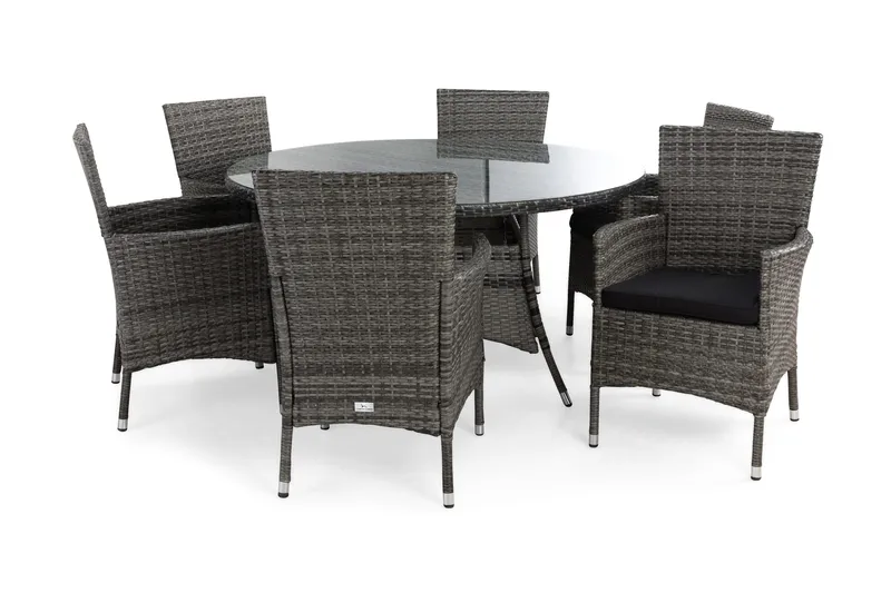 Thor Spisegruppe Ø140+6 Thor Stoler+Puter, Grå/Svart