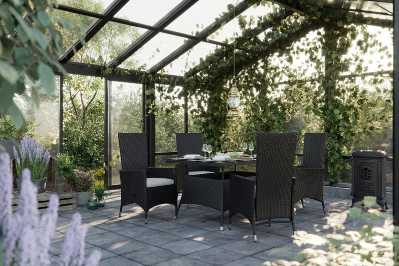 Thor Spisegruppe 140+4 Jenny Regulerbare Stoler - Svart - Hagemøbler - Hagegruppe - Spisegrupper hage