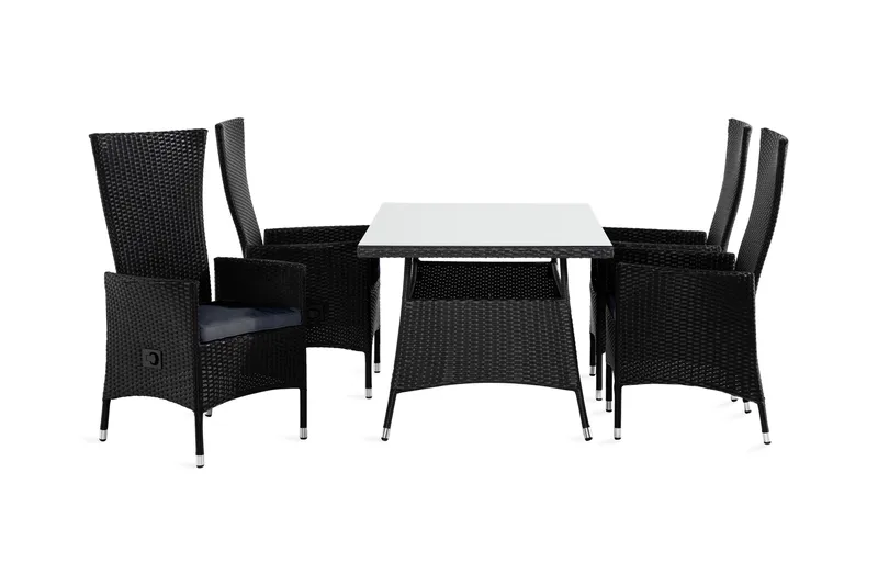 Thor Spisegruppe 140+4 Jenny Regulerbare Stoler+Puter, Svart/Grå