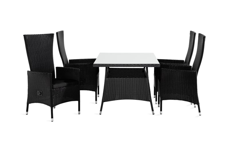 Thor Spisegruppe 140+4 Jenny Regulerbare Stoler+Puter - Svart - Hagemøbler - Hagegruppe - Spisegrupper hage