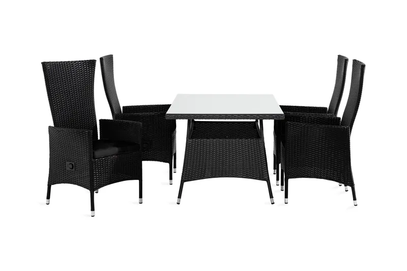 Thor Spisegruppe 140+4 Jenny Regulerbare Stoler+Puter, Svart