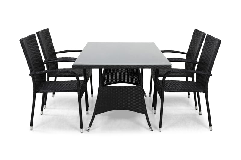 Thor Spisegruppe 140+4 Thor Light Stoler - Svart - Hagemøbler - Hagegruppe - Spisegrupper hage