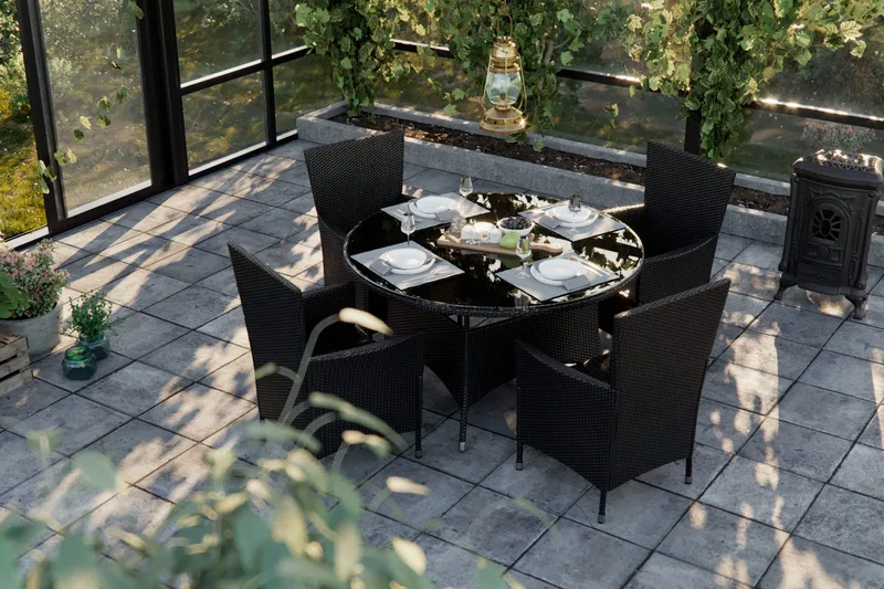 Thor Spisegruppe 140+4 Thor Lyx Stoler - Svart - Hagemøbler - Hagegruppe - Spisegrupper hage