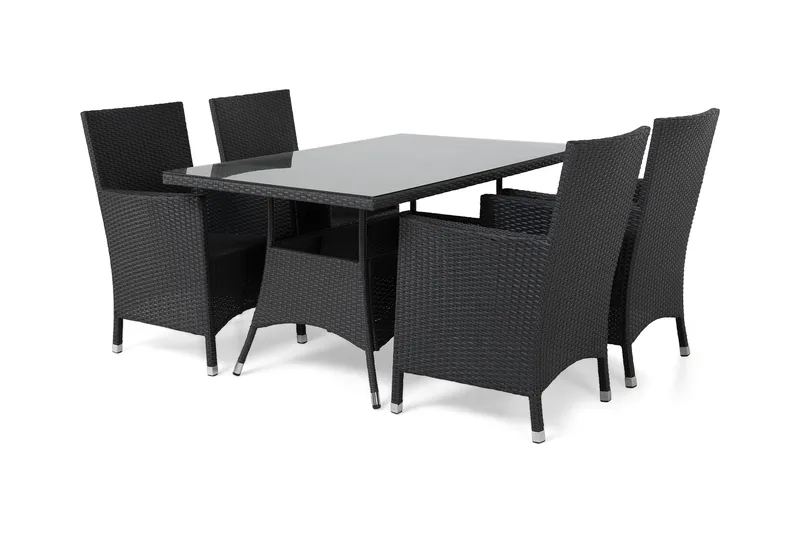 Thor Spisegruppe 140+4 Thor Lyx Stoler - Svart - Hagemøbler - Hagegruppe - Spisegrupper hage