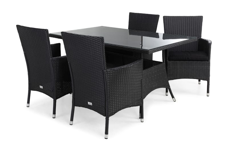Thor Spisegruppe 140+4 Thor Lyx Stoler+Puter - Svart - Hagemøbler - Hagegruppe - Spisegrupper hage