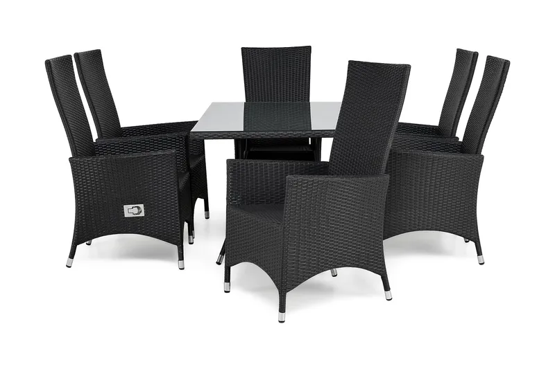 Thor Spisegruppe 140+6 Jenny Regulerbare Stoler, Svart