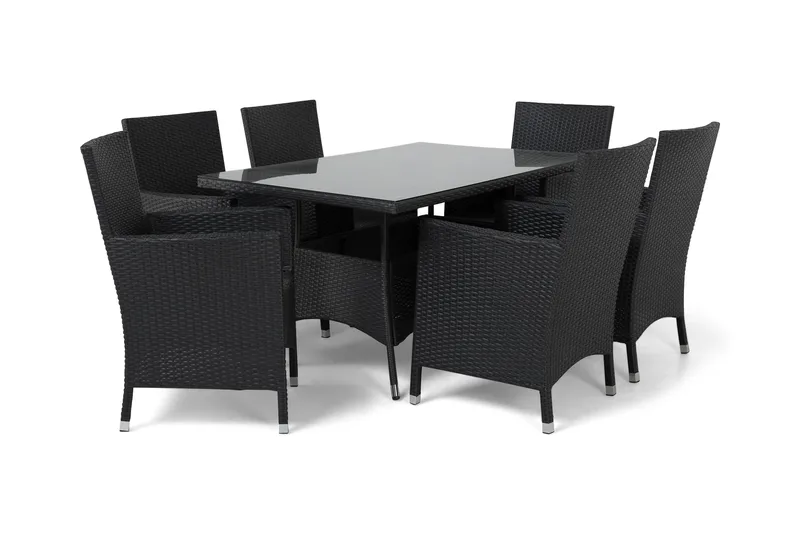 Thor Spisegruppe 140+6 Thor Lyx Stoler - Svart - Hagemøbler - Hagegruppe - Spisegrupper hage