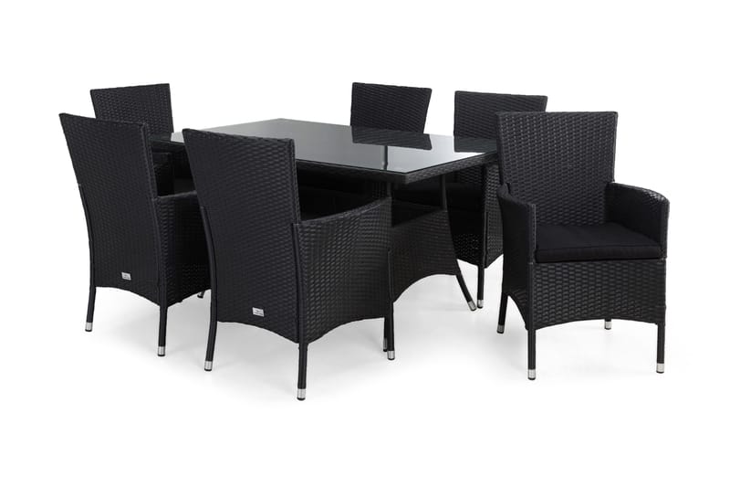 Thor Spisegruppe 140+6 Thor Lyx Stoler+Puter - Svart - Hagemøbler - Hagegruppe - Spisegrupper hage