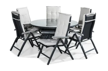 Thor Spisegruppe 140 Rund + 6 Monaco Posisjonsstol m Pute