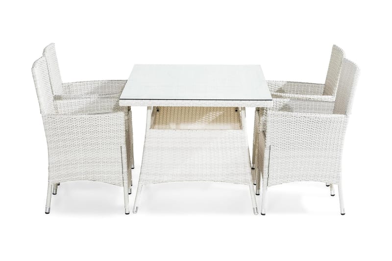 Thor Spisegruppe 140x90 + 4 Stoler - Hvit - Hagemøbler - Hagegruppe - Spisegrupper hage