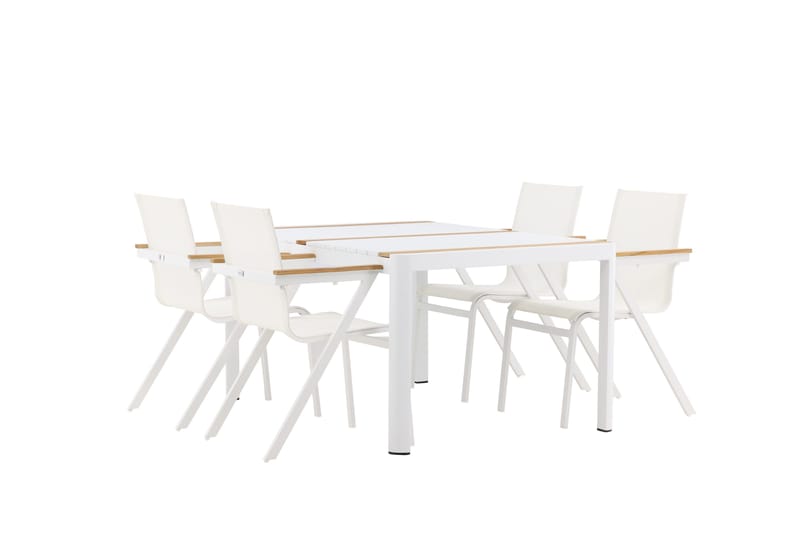 Togo Spisegruppe 150 cm + 4 Mexico Karmstoler - Hvit - Hagemøbler - Hagegruppe - Spisegrupper hage