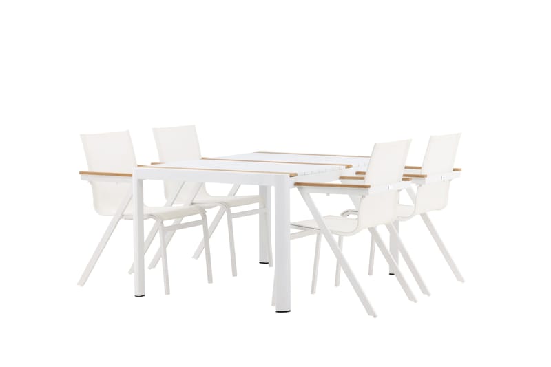 Togo Spisegruppe 150 cm + 4 Mexico Karmstoler - Hvit - Hagemøbler - Hagegruppe - Spisegrupper hage