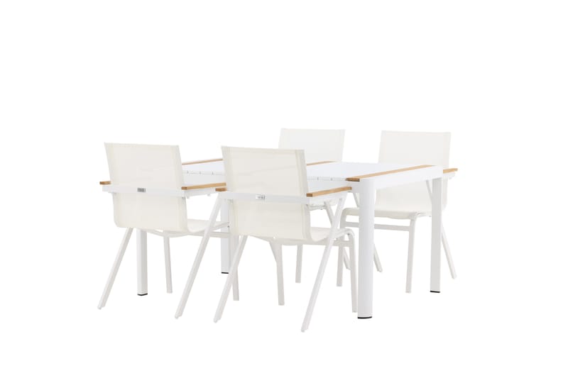 Togo Spisegruppe 150 cm + 4 Mexico Karmstoler - Hvit - Hagemøbler - Hagegruppe - Spisegrupper hage
