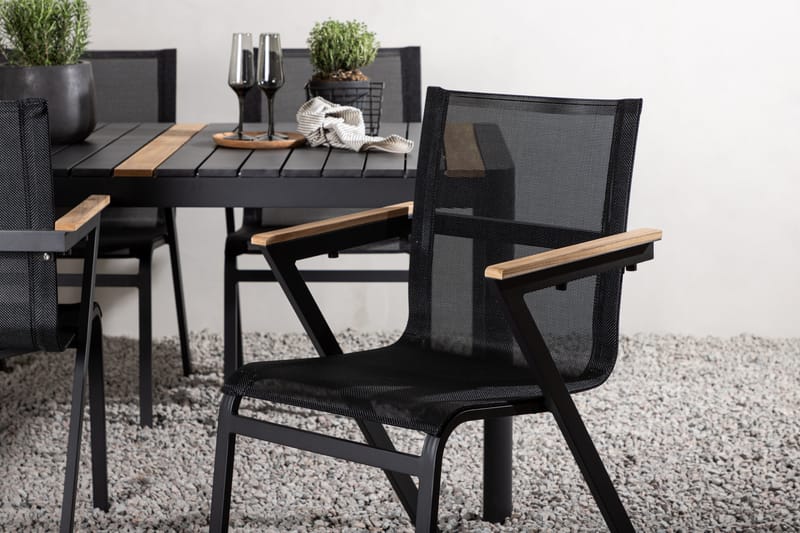 Togo Spisegruppe 150x100 cm + 4 Mexico Stol - Svart/Brun - Hagemøbler - Hagegruppe - Spisegrupper hage