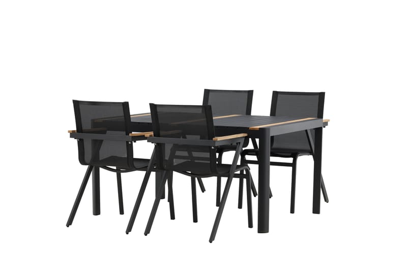 Togo Spisegruppe 150x100 cm + 4 Mexico Stol - Svart/Brun - Hagemøbler - Hagegruppe - Spisegrupper hage