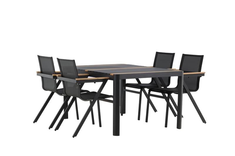 Togo Spisegruppe 150x100 cm + 4 Mexico Stol - Svart/Brun - Hagemøbler - Hagegruppe - Spisegrupper hage