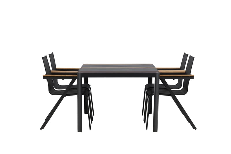 Togo Spisegruppe 150x100 cm + 4 Mexico Stol - Svart/Brun - Hagemøbler - Hagegruppe - Spisegrupper hage
