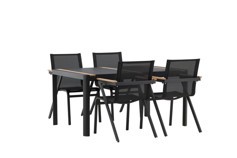 Togo Spisegruppe 150x100 cm + 4 Mexico Stol - Svart/Brun - Hagemøbler - Hagegruppe - Spisegrupper hage