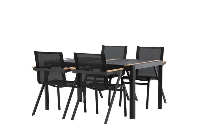 Togo Spisegruppe 150x100 cm + 4 Mexico Stol - Svart/Brun - Hagemøbler - Hagegruppe - Spisegrupper hage