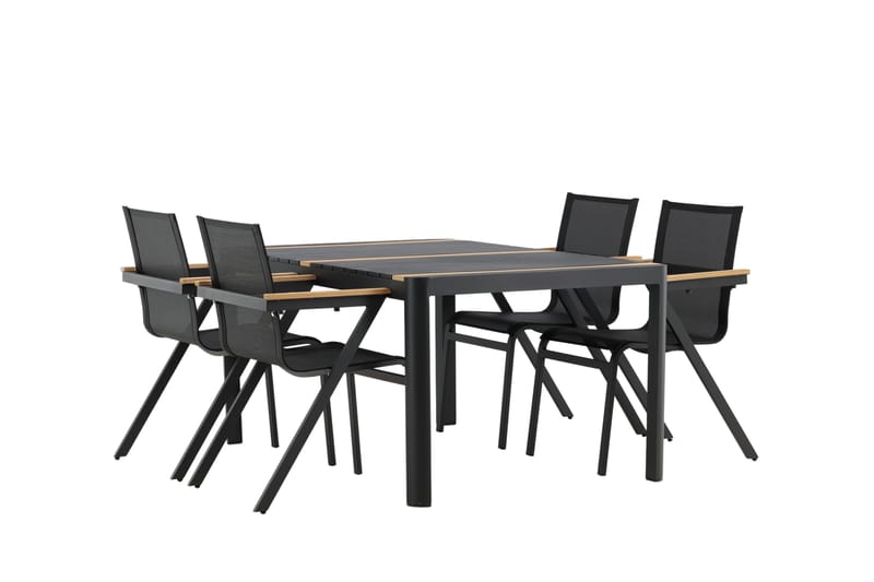 Togo Spisegruppe 150x100 cm + 4 Mexico Stol - Svart/Brun - Hagemøbler - Hagegruppe - Spisegrupper hage