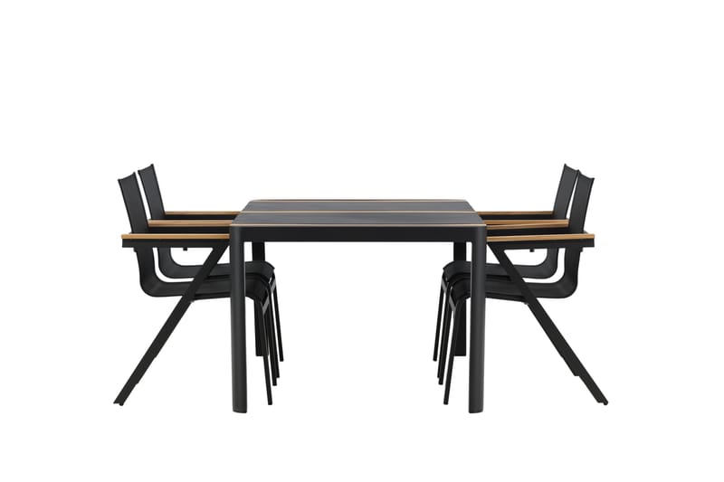 Togo Spisegruppe 150x100 cm + 4 Mexico Stol - Svart/Brun - Hagemøbler - Hagegruppe - Spisegrupper hage