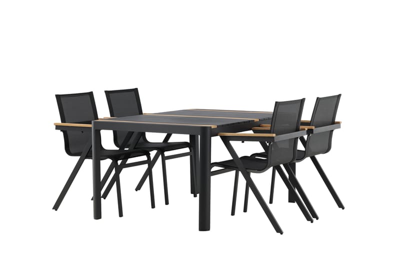 Togo Spisegruppe 150x100 cm + 4 Mexico Stol - Svart/Brun - Hagemøbler - Hagegruppe - Spisegrupper hage