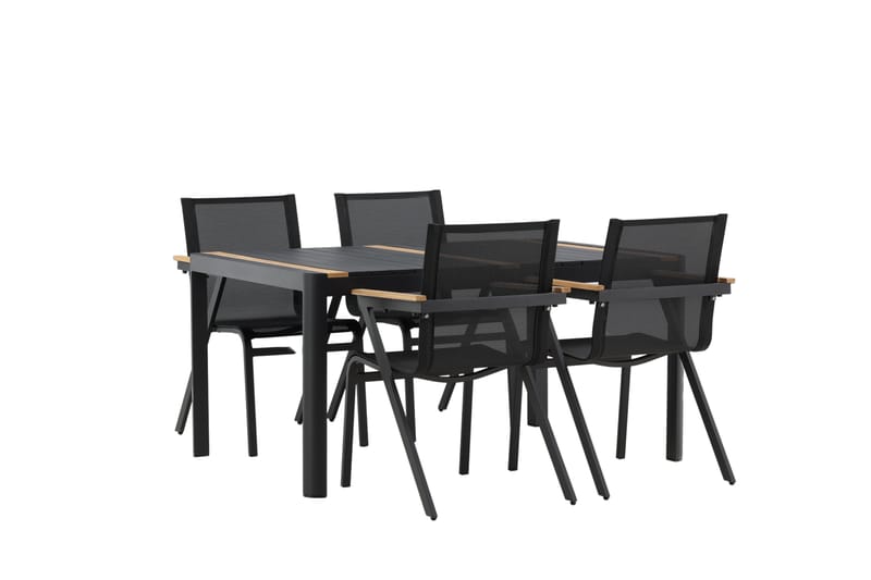 Togo Spisegruppe 150x100 cm + 4 Mexico Stol - Svart/Brun - Hagemøbler - Hagegruppe - Spisegrupper hage