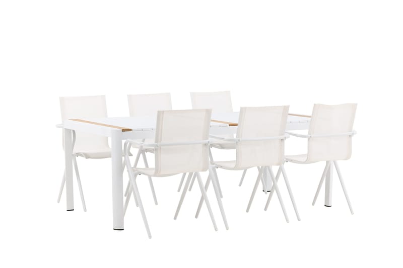 Togo Spisegruppe 200x100 cm + 6 Alina Spisestol - Hvit - Hagemøbler - Hagegruppe - Spisegrupper hage
