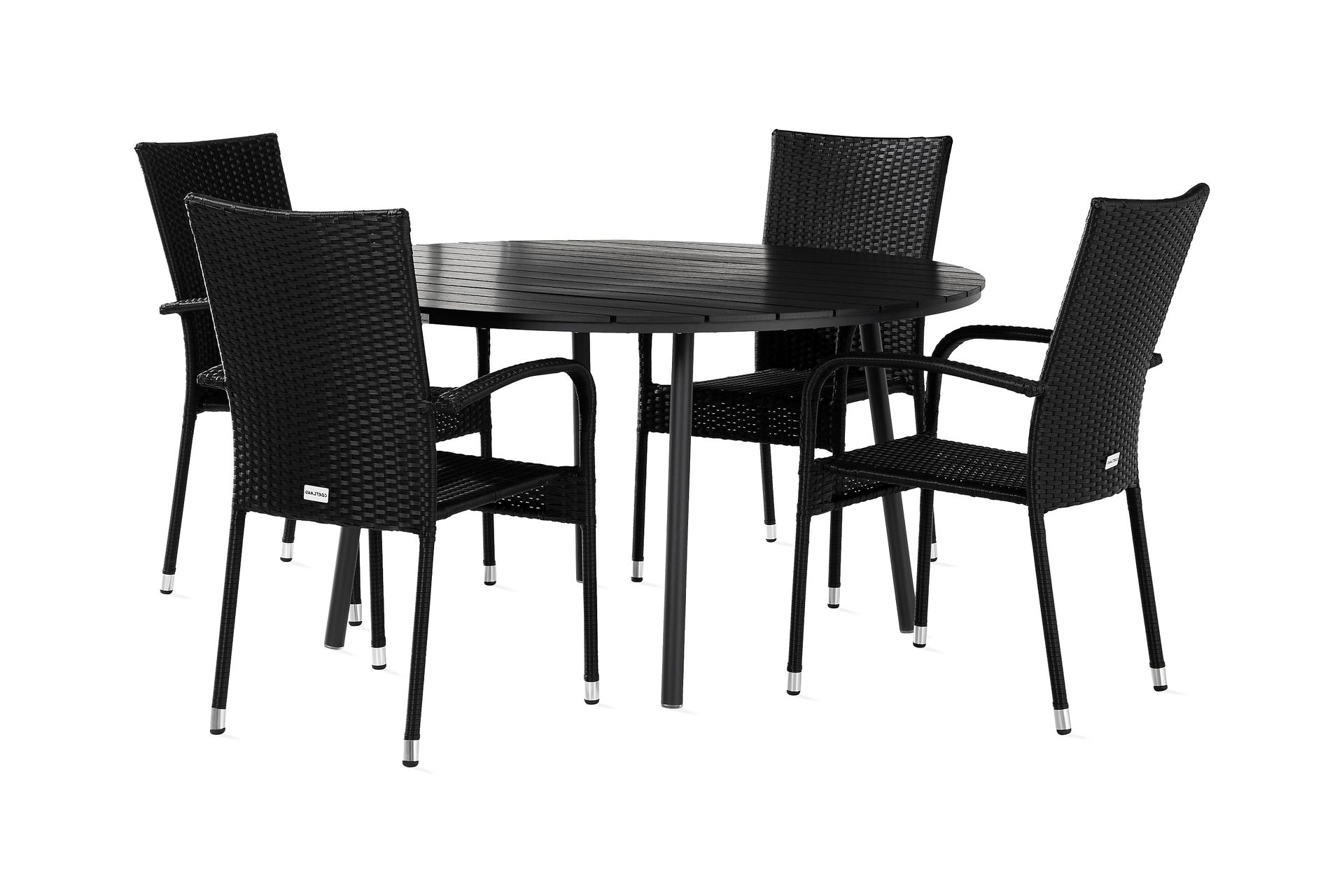 Tunis Spisegruppe 140 Rund + 4 Thor Light - Svart - Hagemøbler - Hagegruppe - Spisegrupper hage