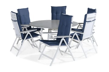 Tunis Spisegruppe 140 Rund + 6 Monaco Light Stol m Pute