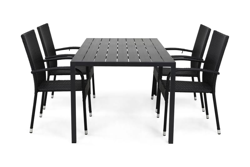 Tunis Spisegruppe 150+4 Thor Light Stoler - Svart - Hagemøbler - Hagegruppe - Spisegrupper hage