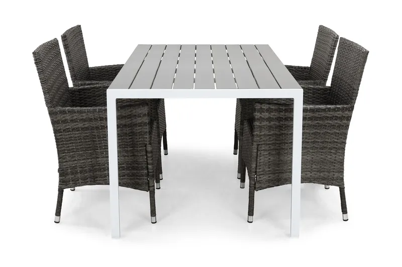 Tunis Spisegruppe 150+4 Thor Stoler, Hvit/Grå