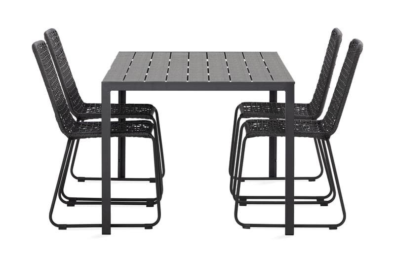 Tunis Spisegruppe 150 cm + 4 Hilltorp Spisestoler - Svart - Hagemøbler - Hagegruppe - Spisegrupper hage