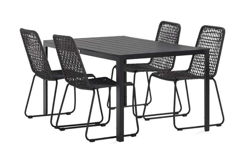 Tunis Spisegruppe 150 cm + 4 Hilltorp Spisestoler - Svart - Hagemøbler - Hagegruppe - Spisegrupper hage