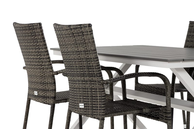 Tunis Spisegruppe 150 cm + 4 Thor Light Stoler - Svart/Grå - Hagemøbler - Hagegruppe - Spisegrupper hage