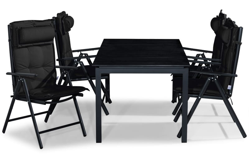 Tunis Spisegruppe 152-210x90 + 4 Maggie Posisjonsstol m Pute, Svart