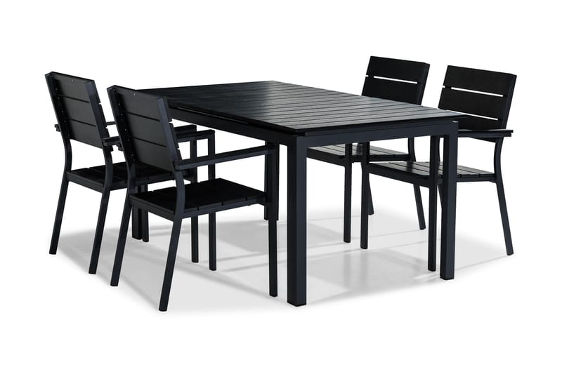 Tunis Spisegruppe 152-210x90 + 4 Stapestoler, Svart