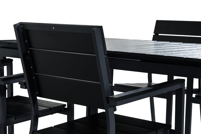Tunis Spisegruppe 152-210x90 + 4 Stapestoler - Svart - Hagemøbler - Hagegruppe - Spisegrupper hage