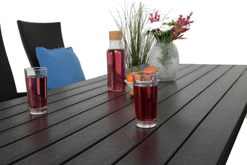 Tunis Spisegruppe 205+6 Jenny Regulerbare Stoler - Svart - Hagemøbler - Hagegruppe - Spisegrupper hage