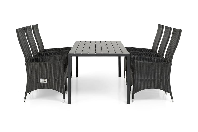 Tunis Spisegruppe 205+6 Jenny Regulerbare Stoler, Svart