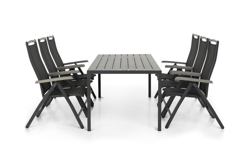 Tunis Spisegruppe 205+6 Monaco Lyx Posisjonsstoler, Svart